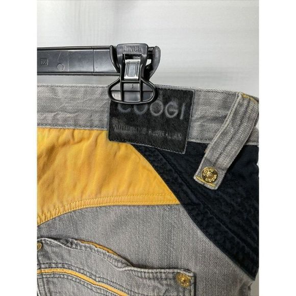VINTAGE COOGI Australia Denim Jeans Mens 42x35 Embroidered Pockets Grey Yellow - Picture 5 of 8